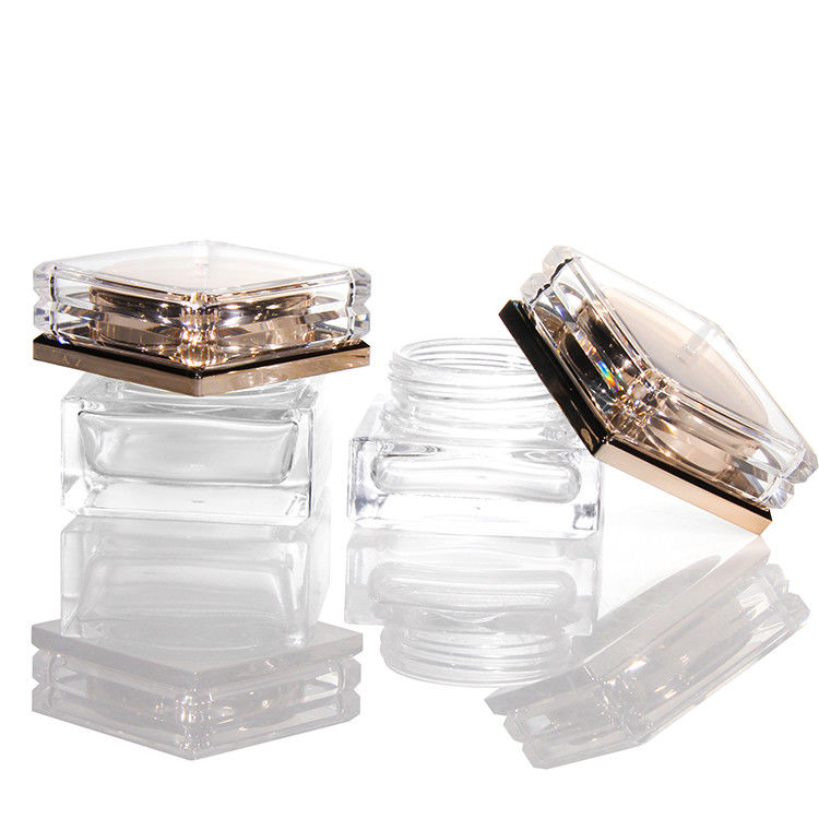 Garrafa de vidro congelado vazia personalizada com tampa de ouro rosa 5ml-50ml recipientes de loção cosmética para rosto de luxo