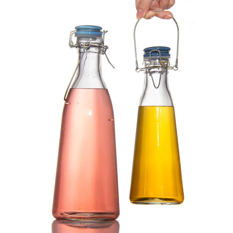 Garrafa de vidro vazia de 250 ml 500 ml 750 ml com tampa de balanço fácil para bebidas suco cerveja vodka uísque