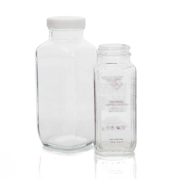 Garrafas de suco de vidro Quadrados garrafas de suco de vidro com tampa à prova de adulteração para embalagens de bebidas de suco