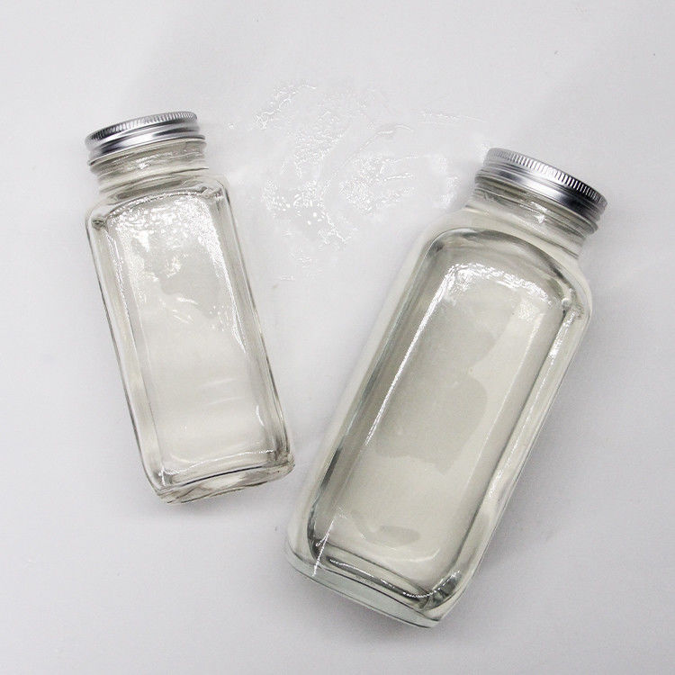 Garrafas de suco de vidro Quadrados garrafas de suco de vidro com tampa à prova de adulteração para embalagens de bebidas de suco