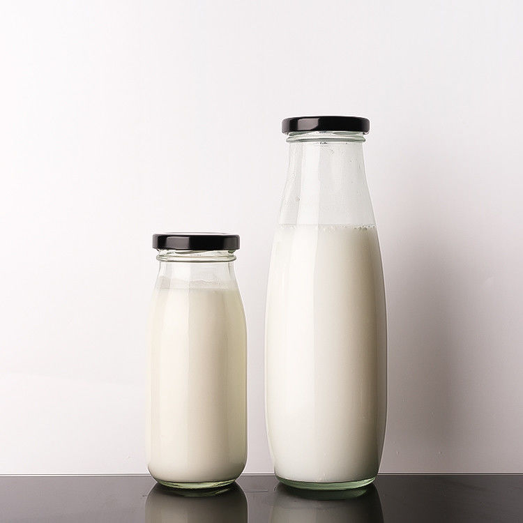 Amostra grátis 100Ml 200Ml 350Ml Pasteurization Cold Brew Tea Milk Glass Bottles With Metal Lid