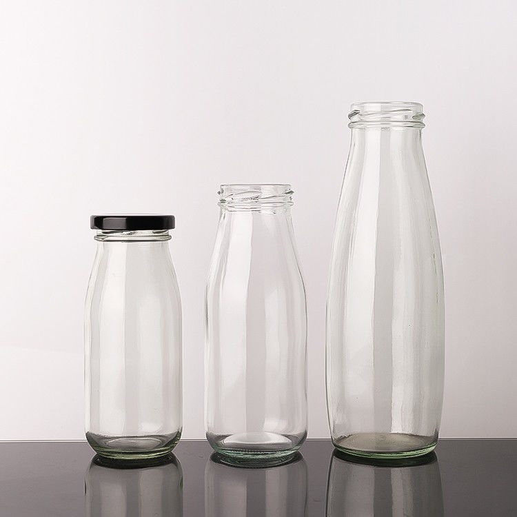 Amostra grátis 100Ml 200Ml 350Ml Pasteurization Cold Brew Tea Milk Glass Bottles With Metal Lid