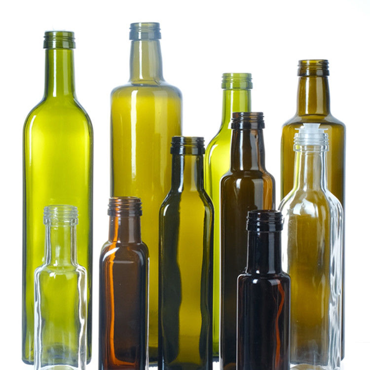 Garrafas de azeite de oliva de cor verde, transparente, quadrada e redonda 125 ml 250 ml 500 ml 750 ml 1000 ml