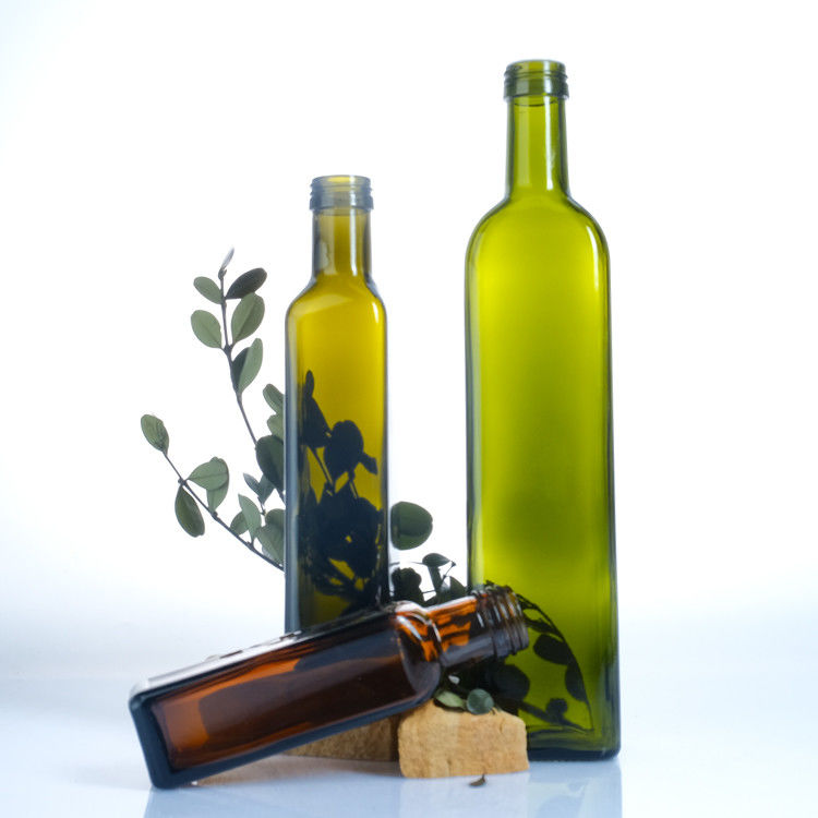 Garrafas de azeite de oliva de cor verde, transparente, quadrada e redonda 125 ml 250 ml 500 ml 750 ml 1000 ml