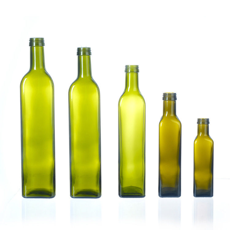 Garrafa de azeite vazia com tampa 250 ml 500 ml 750 ml 1 l garrafa de vidro quadrada clara para azeite