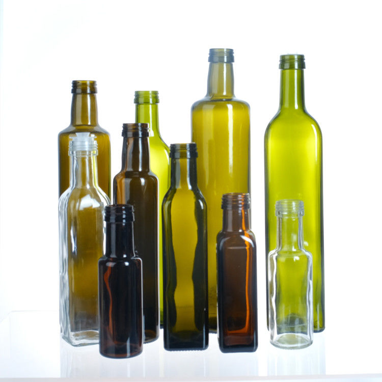 Garrafa de azeite vazia com tampa 250 ml 500 ml 750 ml 1 l garrafa de vidro quadrada clara para azeite