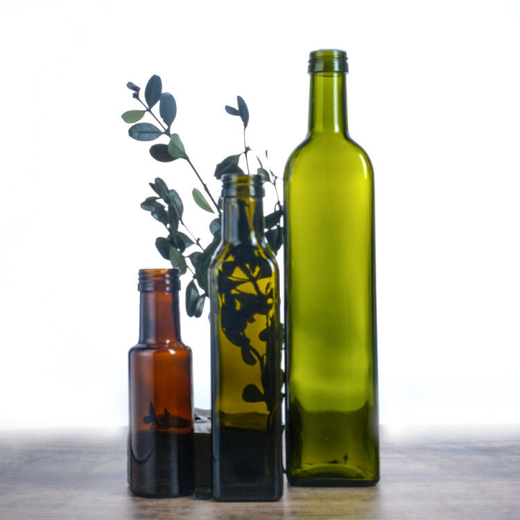 Garrafas de vidro de azeite de oliva de 500 ml e 750 ml quadradas com rolha ou tampa de parafuso