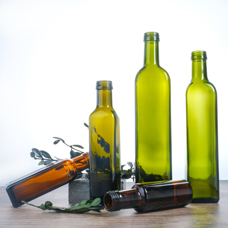 Garrafas de vidro de azeite de oliva de 500 ml e 750 ml quadradas com rolha ou tampa de parafuso