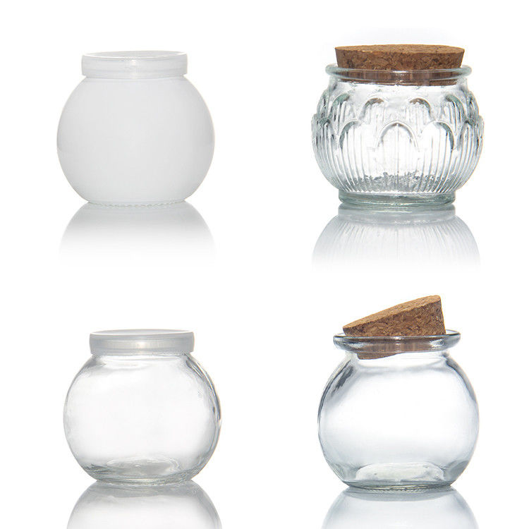 100 ml 200 ml Mini Round Clear Glass Milk Yogurt Pudding Jar com rolha de madeira