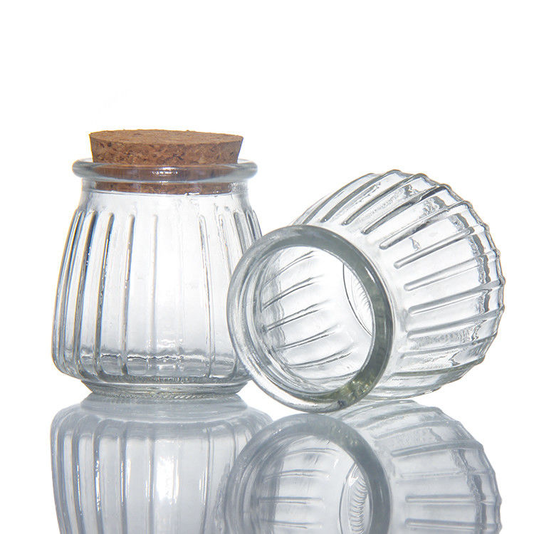 100 ml 200 ml Mini Round Clear Glass Milk Yogurt Pudding Jar com rolha de madeira