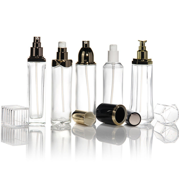 Creme Facial Cosmético Garrafa de vidro Garrafa de óleo essencial 100ml 150ml com bomba de loção para embalagem Cosméticos