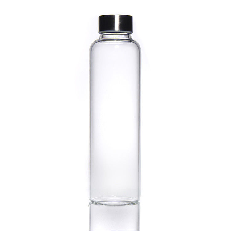 Novo design 350ml/500ml garrafa de água de vidro de alto borosilicato com tampa de aço inoxidável