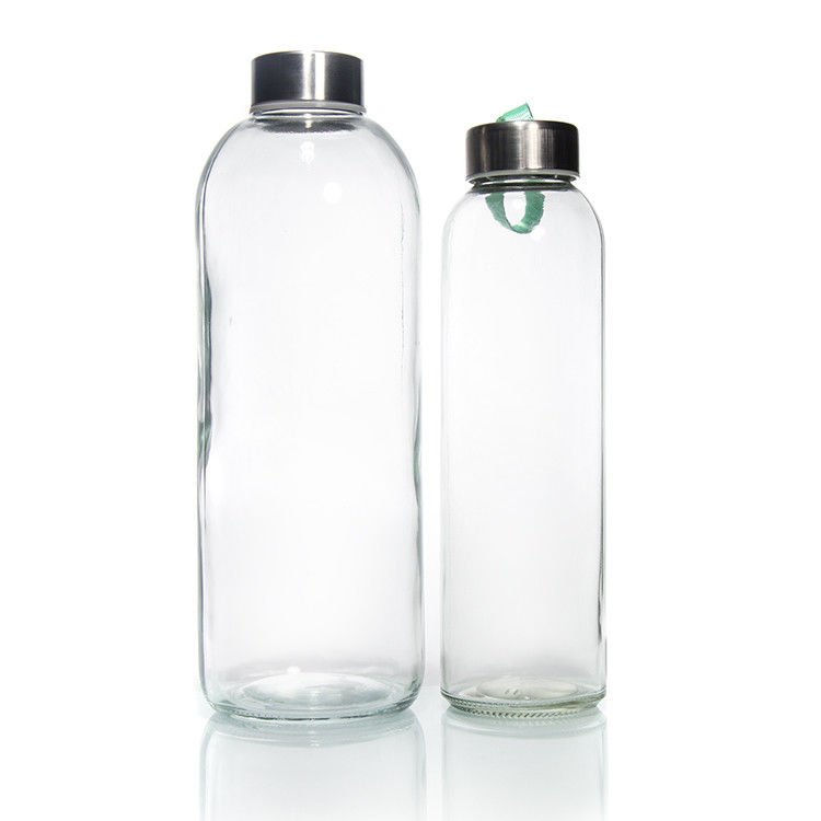 Novo design 350ml/500ml garrafa de água de vidro de alto borosilicato com tampa de aço inoxidável