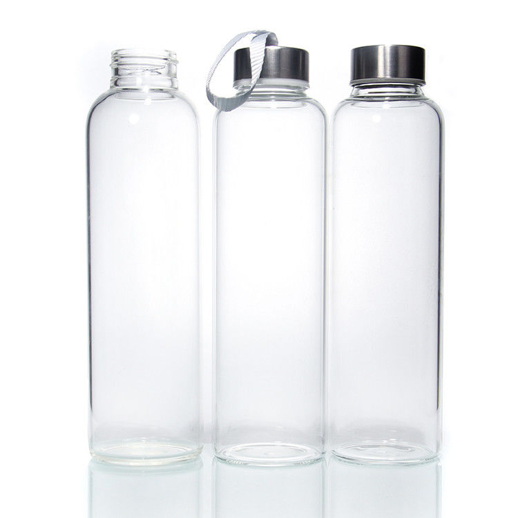 Garrafas de vidro Eco-friendly Bpa livre tampa de aço inoxidável 500 ml garrafa de água de vidro