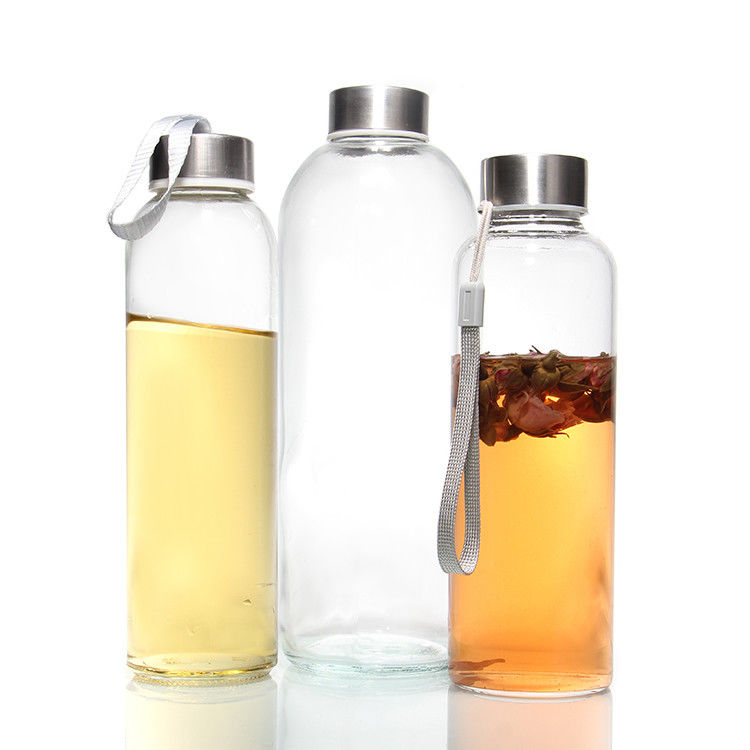 Garrafas de vidro Eco-friendly Bpa livre tampa de aço inoxidável 500 ml garrafa de água de vidro