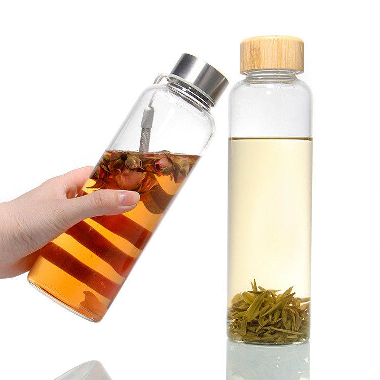 Garrafas de vidro Eco-friendly Bpa livre tampa de aço inoxidável 500 ml garrafa de água de vidro
