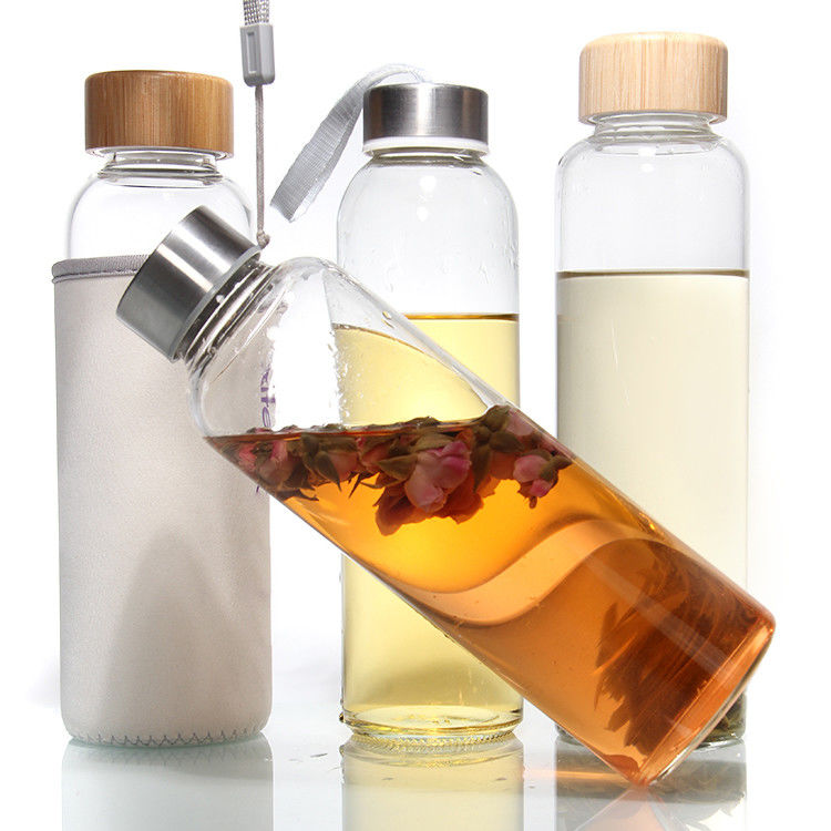 Garrafas de vidro Eco-friendly Bpa livre tampa de aço inoxidável 500 ml garrafa de água de vidro